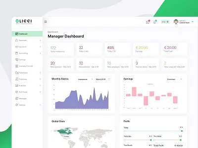 Manager Dashboard admin dashboard design branding creative agency creative landing page dashboard design landing page typography ui uiuxdesign ux websitedesign