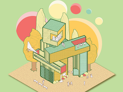 Mint Blocks architecture architecture design architecture visualization axonometric branding city colourful concept design doodle drawing graphic illustration illustrator inspiration isometric landscape logo urban vector