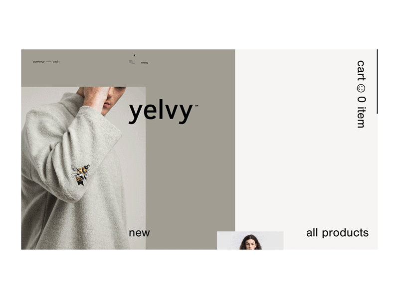 yelvy animation design menu menu animation minimalist page transition ui ux web website