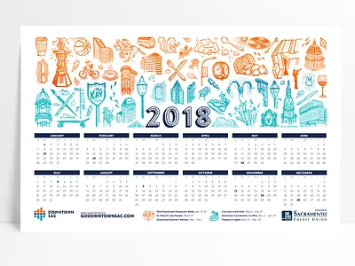Downtownsac Poster branding calendar design downtown icons illustration pattern patterns vector