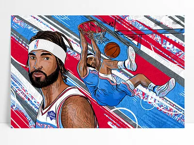 Willie Cauley-Stein Cheer Card for Sacramento Kings basketball design dunking hoops illustration kings nba pattern patterns player repeating pattern sacramento kings vector