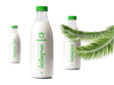 Cowmilk Bottle Design #04 2019 banana bottle branding branding design bright colors color cow creativity design graphic design green istanbul lactose free milk modern rectangle script simple white