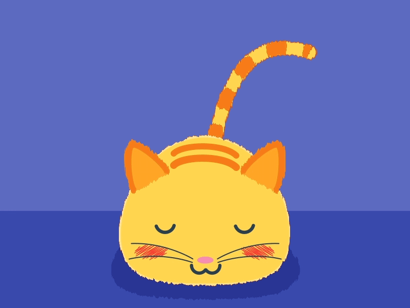 Fluffy Cat <3 after effects animals animation 2d cat fake 3d flat art fluffy illustration kitten motion graphics vector vector art