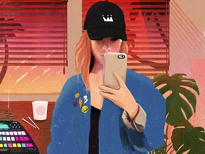 Selfie ableton akai chill chillhop fashion girl hiphop illustration lofi native popculture sounds versionvadi
