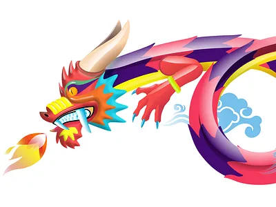 Dragon And Clouds affinity designer china chinese new year design dragon fire flame myth