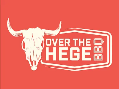 Over the Hege BBQ barbecue bbq cow skull logo skull western