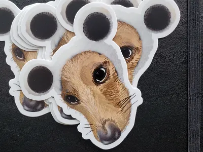 A dog wearing a panda hat - stickers dog hat panda sticker