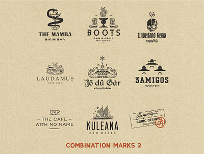 Combination Marks Vol. 2 brand identity branding business collection concept creative graphic design illustration illustrator logo logo design logo designer logo designs logo folio portfolio retro typography vector vintage visual identity