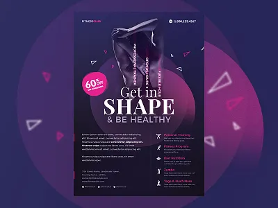 Fitness Flyer cardio training design flyer fitness flyer template free flyer graphic template gym personal trainer health nutrition weight loss zumba