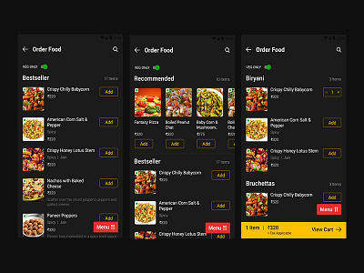 Food Ordering App Night Mode food ordering mobile app photoshop ui design
