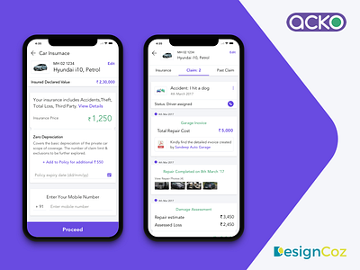 UX Case Study: Acko Insurance car insurance car servicing cars designcoz designstudio garage general insurance insurance mobile app policy