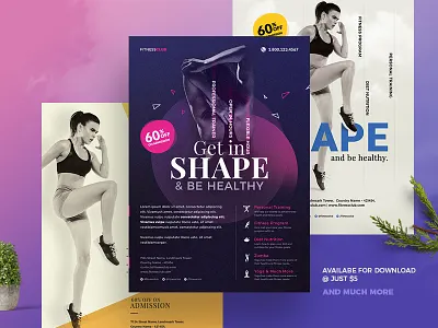 Fitness Gym Flyer Template body body building cardio fitness fitness flyer gym gym flyer health personal development print design print flyer sports yoga