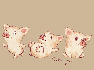 Cute Pigs L animal character characters illustration pets pig piggy vector