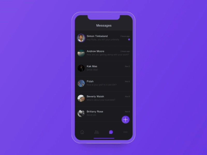 Direct Messaging adobe xd app dailyui dailyui013 direct message direct messaging free download free downloads micro animation micro interaction micro interactions mobile protopie purple purple gradient ui ui ux ux