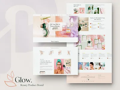 Beauty Product Website -Glow agency beauty product ecommerce site ui beauty product landing page beauty product ui design branding cosmetics landing page cosmetics ui website design digital agency e commerce website ecommerce face product fashion ui healthy face ui ui design ui for beauty product uiux website design