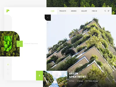 Green Apartment UI apartment ui architecture design architecture ui building building design building ui clean clean ui design eco ui flat green interaction landing landing page minimal minimal ui ui web web design