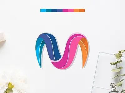Colorful M Logo brand branding design graphic design illustration lettering lettermark logo logo design logotype minimal typography vector