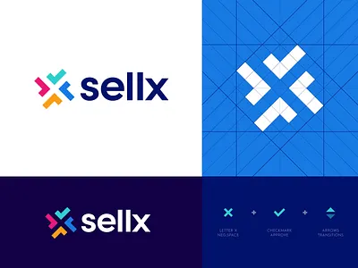 Sellx - Logo Design abstract arrow buy check elevate identity design lead leads letter logo logo logo design monogram negative space platform sell selling shift stock traffic x