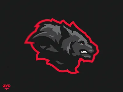 Wolf Mascot Logo angry app art branding design e sports flat icon illustration logo mascot mascot logo red vector warg web wolf
