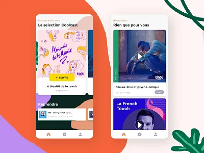 Coolcast - Homepage app mobile podcast ui ux