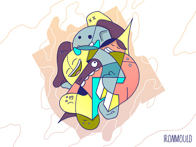 Smile Smell character composition handmade illustration