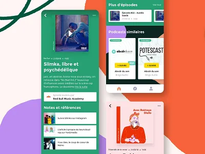 Coolcast - Episode page app design mobile podcast ui ux