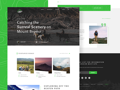 Gunung Bagging - Redesign - Unofficial adventure adventure design clean figma green ui grid hike web hiking web landing page minimal nature outdoors travel web design website