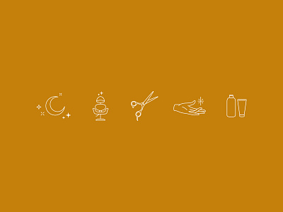 Taylor Norrid Icon Set branding chair design fort worth hair hair stylist hand iconography icons icons set illustration illustrator logo design moon salon scissors shampoo stars stylist vector