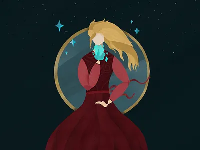 Faceless Sorceress design drawing faceless sorceress illustration ipad magic magician night pencil procreate stars