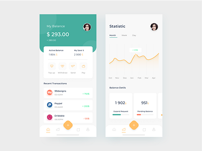 Wallet App apps card currency design financial mobile pay profile statistic wallet