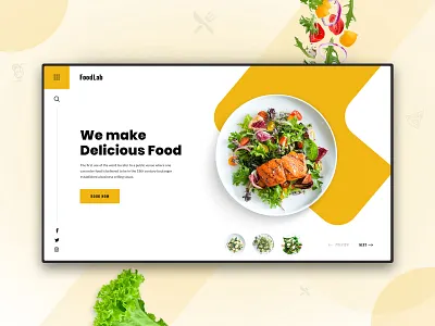 FoodLab Landing Page Header food food website header landing page restaurant sales page ui ui design ux ux design webdesign website
