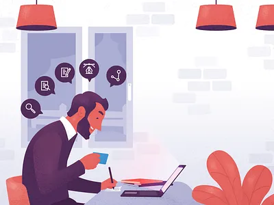 The Content Creator blogging character content flat illustration grain texture icon illustration illustrations laptop marketing working