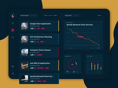 Fictional App Blue Yellow app blue charts dark interface ui ux
