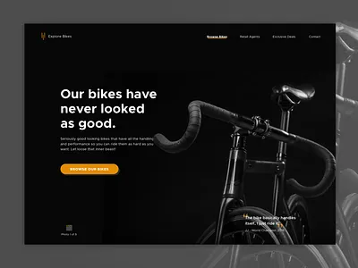 Road Bikes Landing Page bike bikes clean dark design flat hero hero design landing design landing page minimal simple ui ux web design website