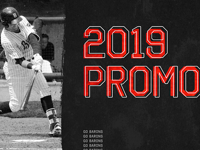 2019 Promotions Website Banner baseball branding brushstroke font halftone texture