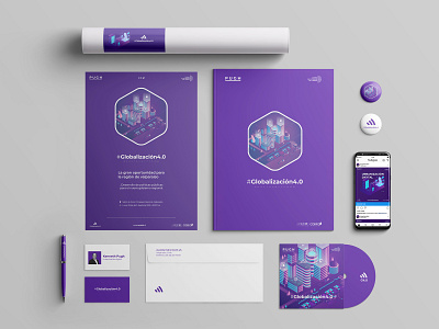 Branding Globalización branding campus creativo chile clean colourful design gradient illustration minimal pantone typography unab violet violet c