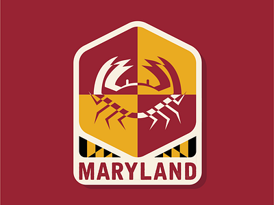 50 States | Maryland badge branding crab design flat icon illustration logo maryland patch simple vector