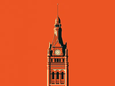 Milwaukee City Hall 2d digital architecture digital illustration landmark milwaukee minimal posterized wisconsin
