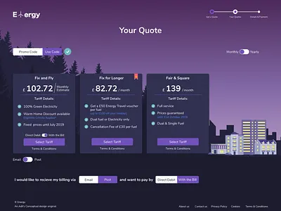 Energy Concept - Quotation Page branding compare comparison concept design electricity energy energy arthouse gas quotation quote quotes ui user experience user interface ux web website