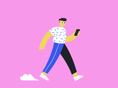 Walking animation character illustration ipad pro