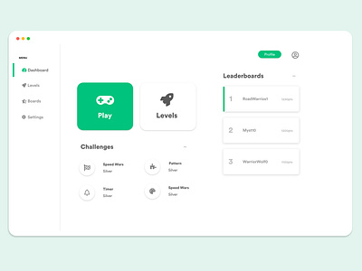 Game Dashboard animation app branding clean dashboard design game graphic design icon illustration interaction ios iphone logo store ui ux web web design website