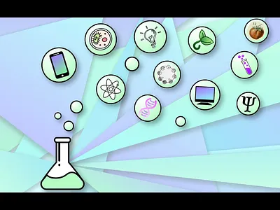 Science Banner banner beaker blue bubble bubbles digital art green hero banner purple science