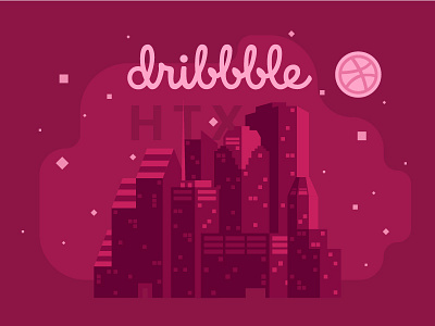 Announcing: Dribbble Meetup Houston abstract community design dribbble houston illustration meet up meetup skyline texas vector
