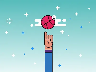 Dribbble Invite abstract ball blue branding colorful design dribbble ball dribbble invite gradient hand icon icons illustration invitation logo moving ball sky stars ui ux