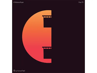 36 Days Type E 36 days e 36 days of type 36daysoftype06 design flat letter e sun typography vector