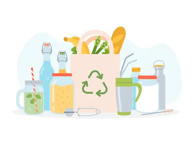 Zero Waste ecology flat illustration reuse vector zero waste
