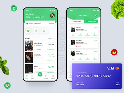 Meal Booking App animation app designer in delhi creative mobile app designer design food app design food app ui green app design meal app design meal app ui minimalist design mobile app design track food app screen ui designer