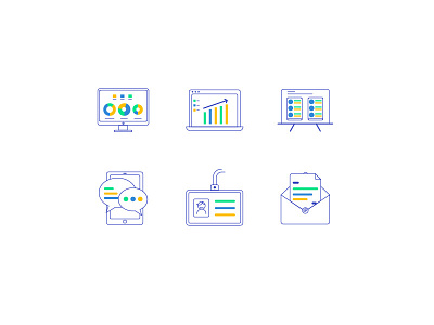 Daily work icon chart email icon phone work