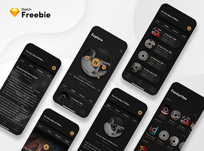 Jazz App Freebie classic music app dark dark ui jazz jazz app mobile jazz app music app
