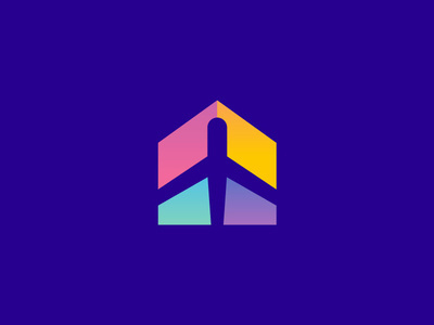 Aerohouse aero plane air flow fly brandhalos clever concept creative creative flat minimal simple gradient colorfull color home house icon illustration logo mark smart logo smart logos waves icon monogram